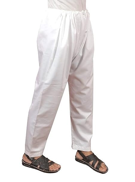 Royal Thread White Cotton Blend Aligarhi Pajama